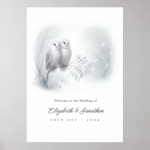 Affiche Panneau de bienvenue de mariage de la chouette de