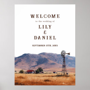 Affiche Panneau de bienvenue de mariage de montagne occide