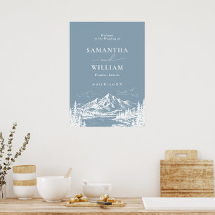 Affiche Panneau de bienvenue de mariage de paysage de mont