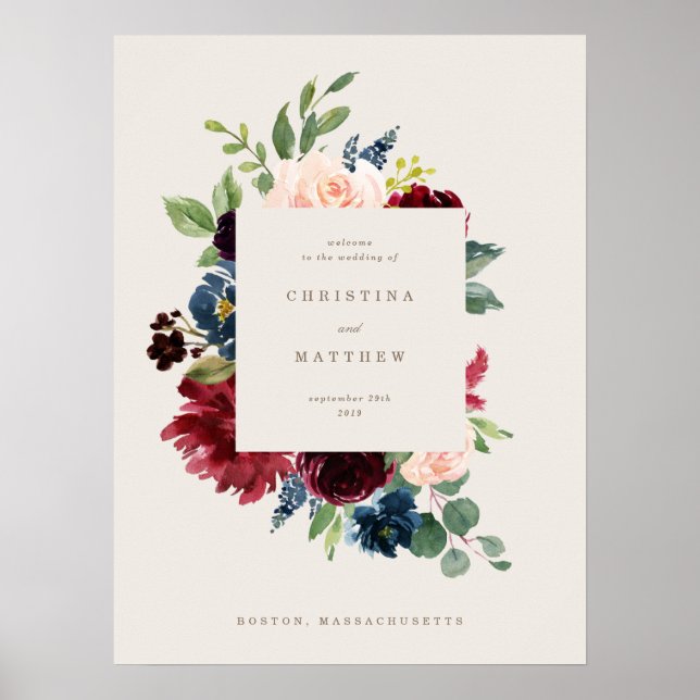 Affiche Panneau de bienvenue de mariage d'élégance d'autom (Devant)