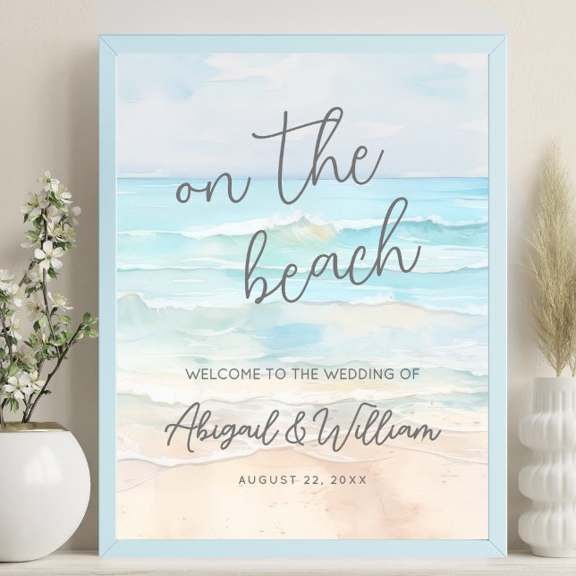Affiche Panneau de bienvenue de mariage d'été sur la plage (Summer On The Beach Wedding Welcome Sign)