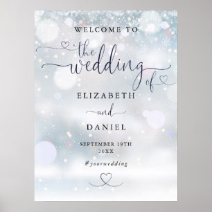 Affiche Panneau de bienvenue de mariage d'hiver de script