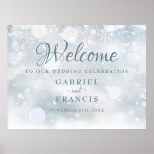 Affiche Panneau de bienvenue de mariage d'hiver premières 