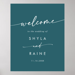 Affiche Panneau de bienvenue de mariage DIY bleu sarcelle