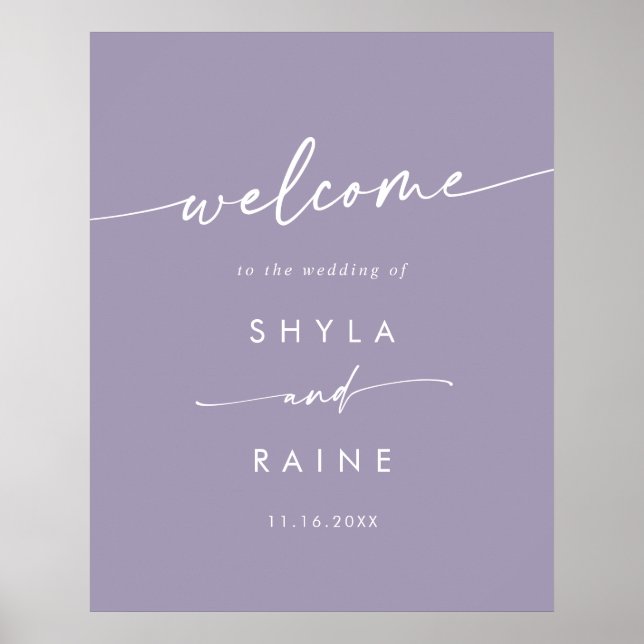 Affiche Panneau de bienvenue de mariage DIY lavande violet (Devant)