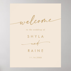 Affiche Panneau de bienvenue de mariage DIY or vintage chi