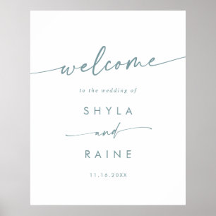 Affiche Panneau de bienvenue de mariage DIY sarcelle et bl