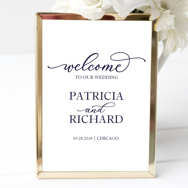 Affiche Panneau de bienvenue de mariage | Écriture chic bl (Créateur téléchargé)