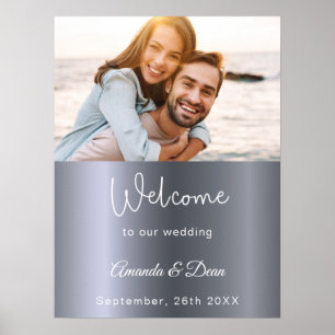 Affiche Panneau de bienvenue de mariage écriture photo arg
