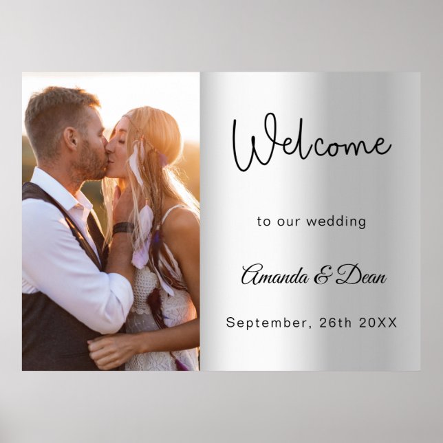 Affiche Panneau de bienvenue de mariage écriture photo arg (Devant)