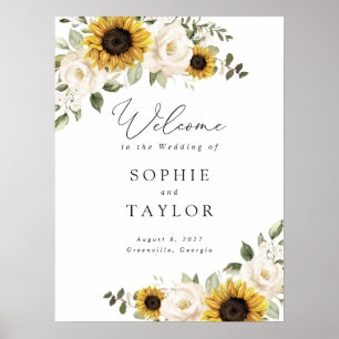Affiche Panneau de bienvenue de mariage élégant avec tourn