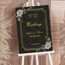 Panneau de bienvenue de mariage élégant gothique D