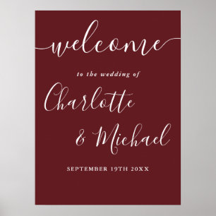 Affiche Panneau de bienvenue de mariage élégant moderne Ro