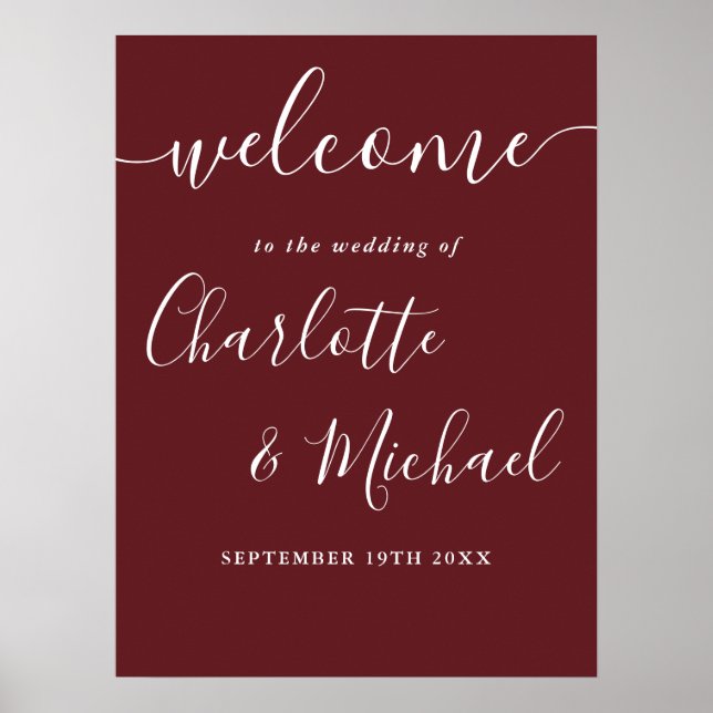 Affiche Panneau de bienvenue de mariage élégant moderne Ro (Devant)