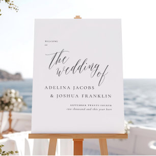 Affiche Panneau de bienvenue de mariage en calligraphie à