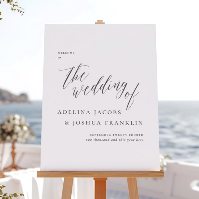 Affiche Panneau de bienvenue de mariage en calligraphie à  (Créateur téléchargé)