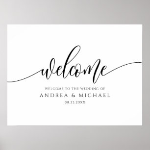 Affiche Panneau de bienvenue de mariage en calligraphie mo