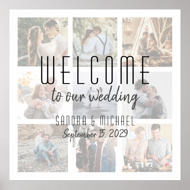 Affiche Panneau de bienvenue de mariage en collage de phot (Devant)