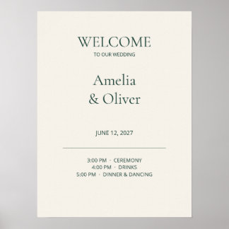 Affiche Panneau de bienvenue de mariage en ivoire avec cal