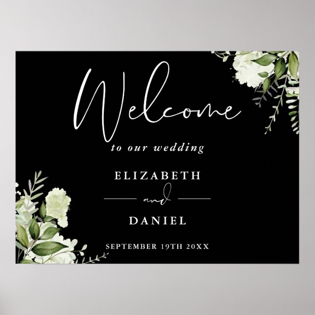 Affiche Panneau de bienvenue de mariage en noir et blanc a (Devant)