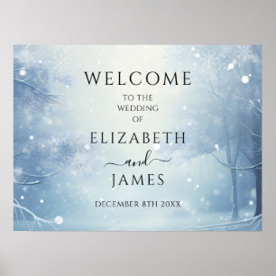 Affiche Panneau de Bienvenue de Mariage en Paysage Hiverna