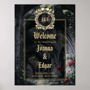 Affiche Panneau de Bienvenue de Mariage en Ruines Gothique