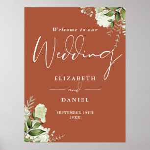 Affiche Panneau de bienvenue de mariage en terre cuite ave