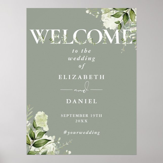 Affiche Panneau de bienvenue de mariage en typographie de  (Devant)