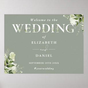 Affiche Panneau de bienvenue de mariage en typographie de