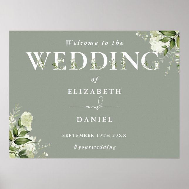 Affiche Panneau de bienvenue de mariage en typographie de  (Devant)