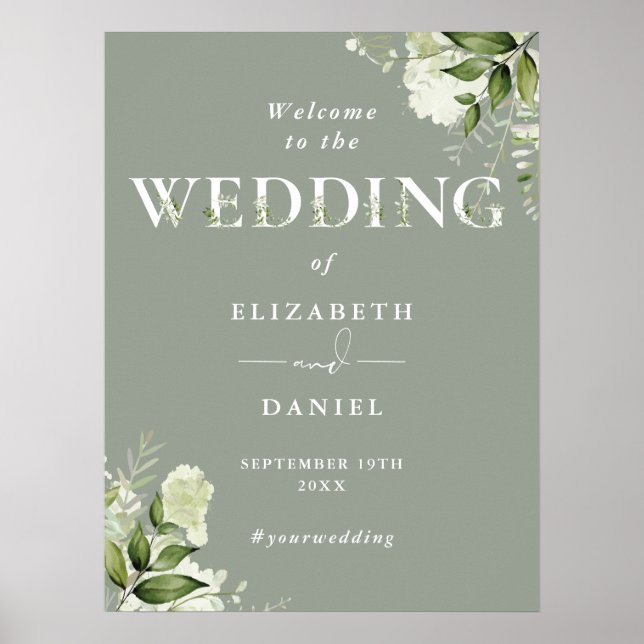 Affiche Panneau de bienvenue de mariage en typographie de  (Devant)