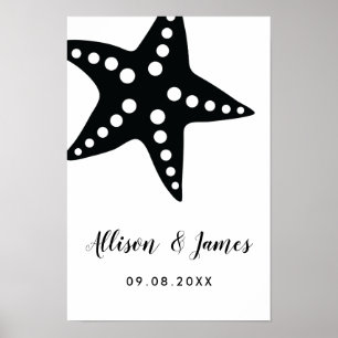Affiche Panneau de bienvenue de mariage étoile de mer mode