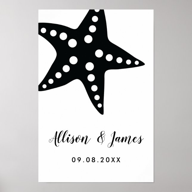 Affiche Panneau de bienvenue de mariage étoile de mer mode (Devant)
