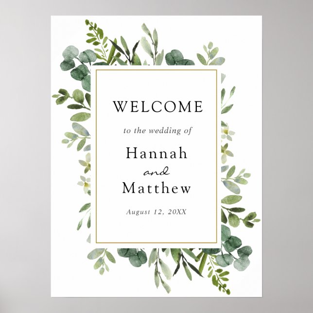 Affiche Panneau de bienvenue de mariage Eucalyptus (Devant)