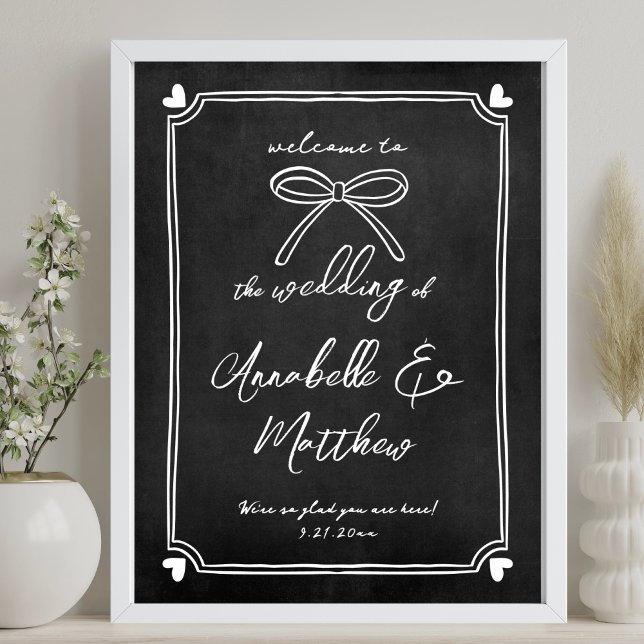 Affiche Panneau de bienvenue de mariage fantaisiste à la c (Hand Drawn Chalk Whimsical Wedding Welcome Sign)