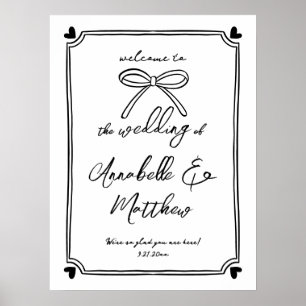 Affiche Panneau de bienvenue de mariage fantaisiste avec a