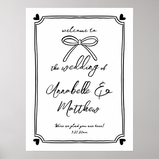 Affiche Panneau de bienvenue de mariage fantaisiste avec a (Devant)