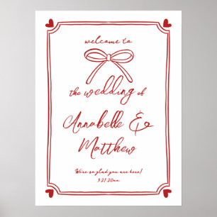 Affiche Panneau de bienvenue de mariage fantaisiste avec u