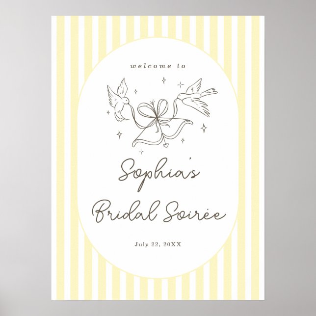 Affiche Panneau de bienvenue de mariage fantaisiste rayé j (Devant)
