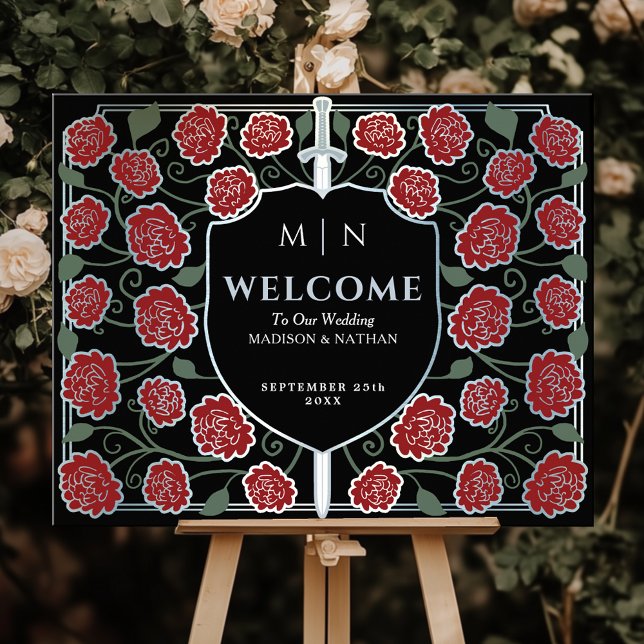 Affiche Panneau de bienvenue de mariage Fantasy Silver Swo (Créateur téléchargé)