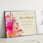 Affiche Panneau de bienvenue de mariage floral aquarelle r<br><div class="desc">Panneau de bienvenue de mariage floral aquarelle rose chic</div>