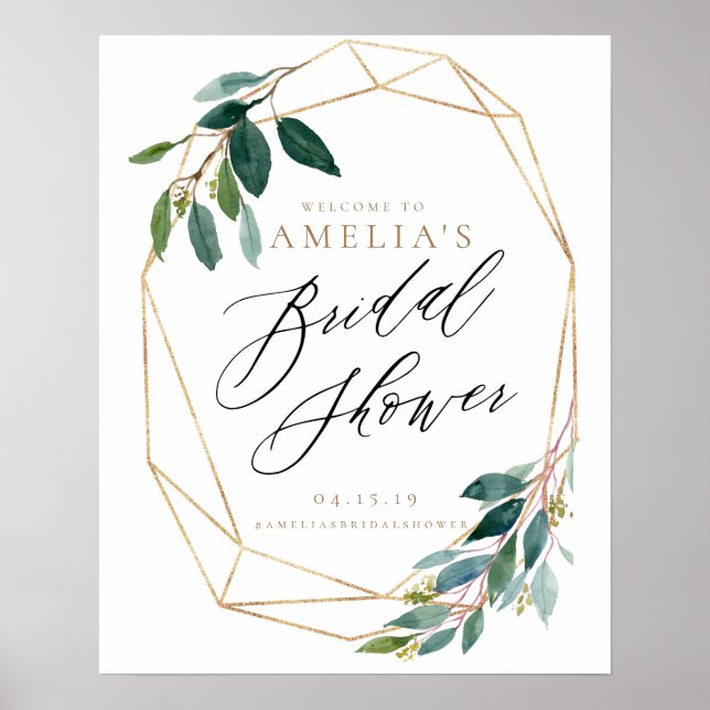 Affiche Panneau de bienvenue de mariage floral avec verdur (Devant)