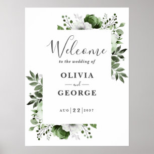 Affiche Panneau de bienvenue de mariage floral botanique v