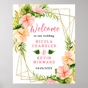 Affiche Panneau de bienvenue de mariage floral de jungle t