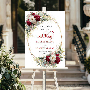 Affiche Panneau de bienvenue de mariage floral de luxe ave