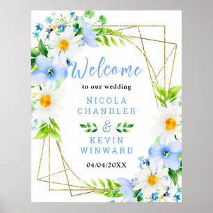 Affiche Panneau de Bienvenue de Mariage Floral Marguerites