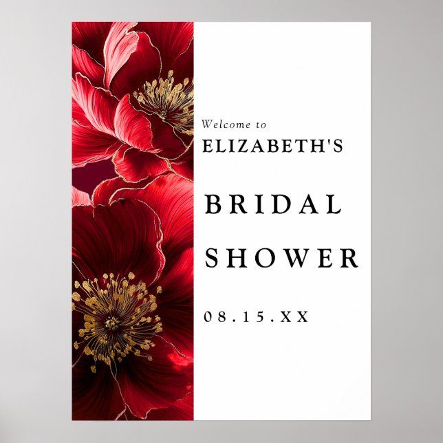 Affiche Panneau de bienvenue de mariage floral moderne Bou (Devant)