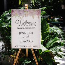 Panneau de bienvenue de mariage floral Rose rose