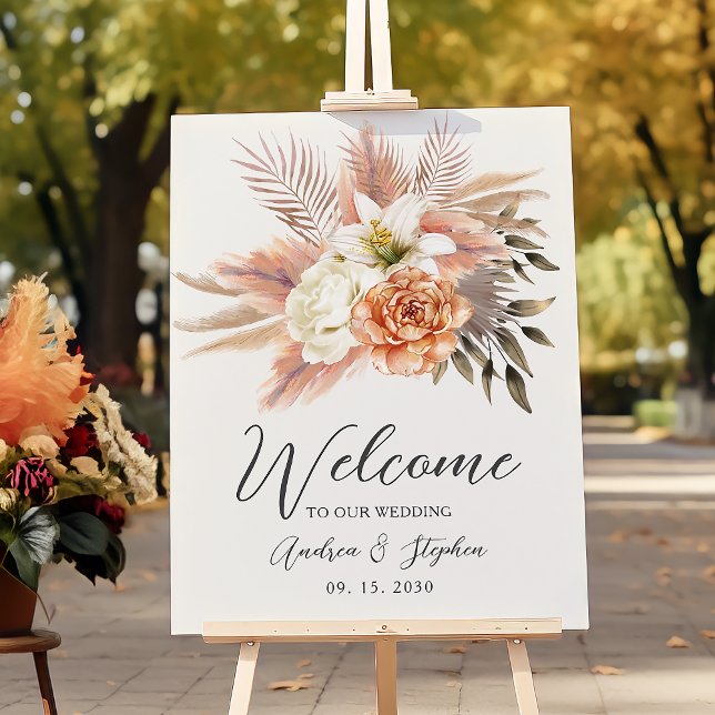 Affiche Panneau de bienvenue de mariage floral rustique d' (Créateur téléchargé)