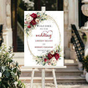 Affiche Panneau de bienvenue de mariage floral rustique en